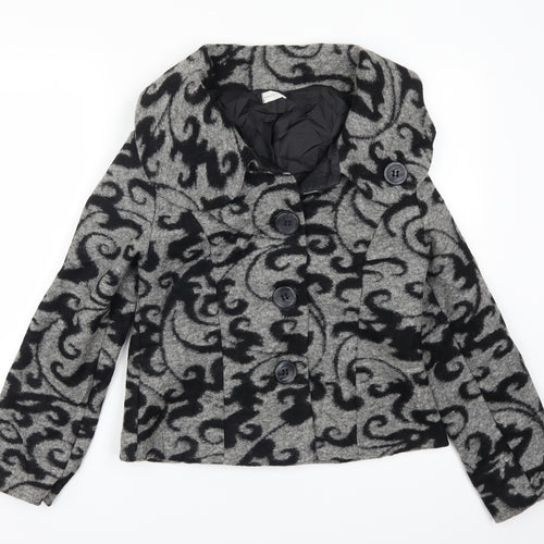 Minuet Womens Grey Geometric  Jacket Coat Size 12