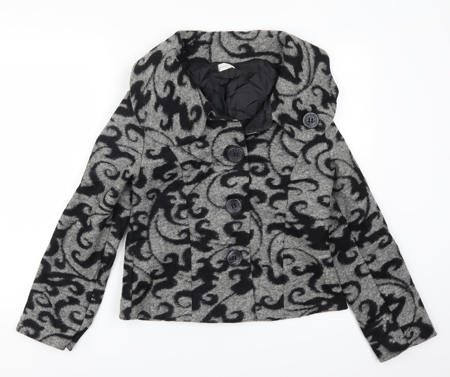Minuet Womens Grey Geometric  Jacket Coat Size 12