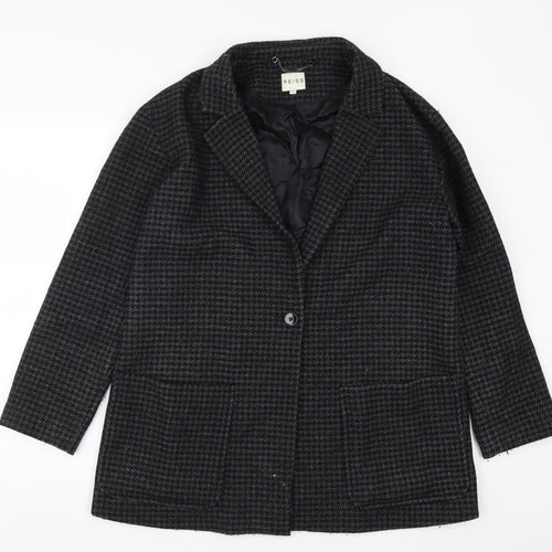 Reiss Womens Grey Houndstooth  Pea Coat Coat Size M