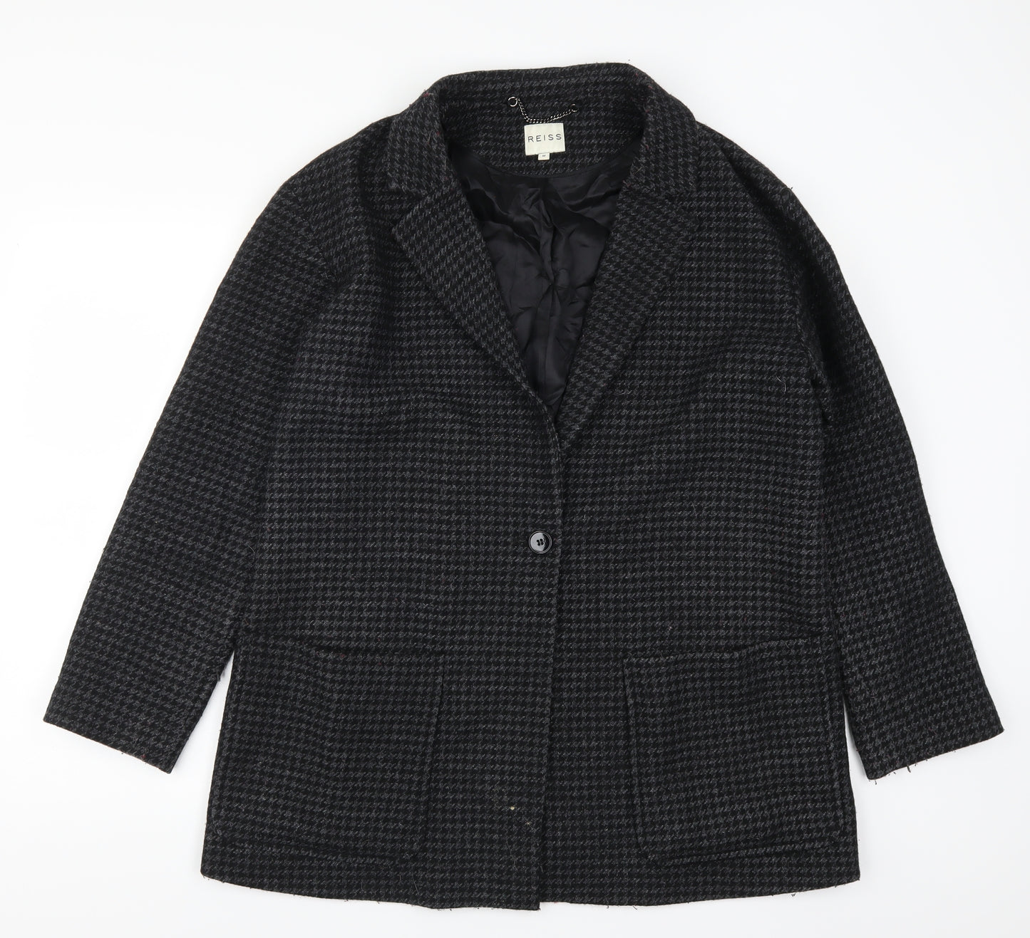 Reiss Womens Grey Houndstooth  Pea Coat Coat Size M