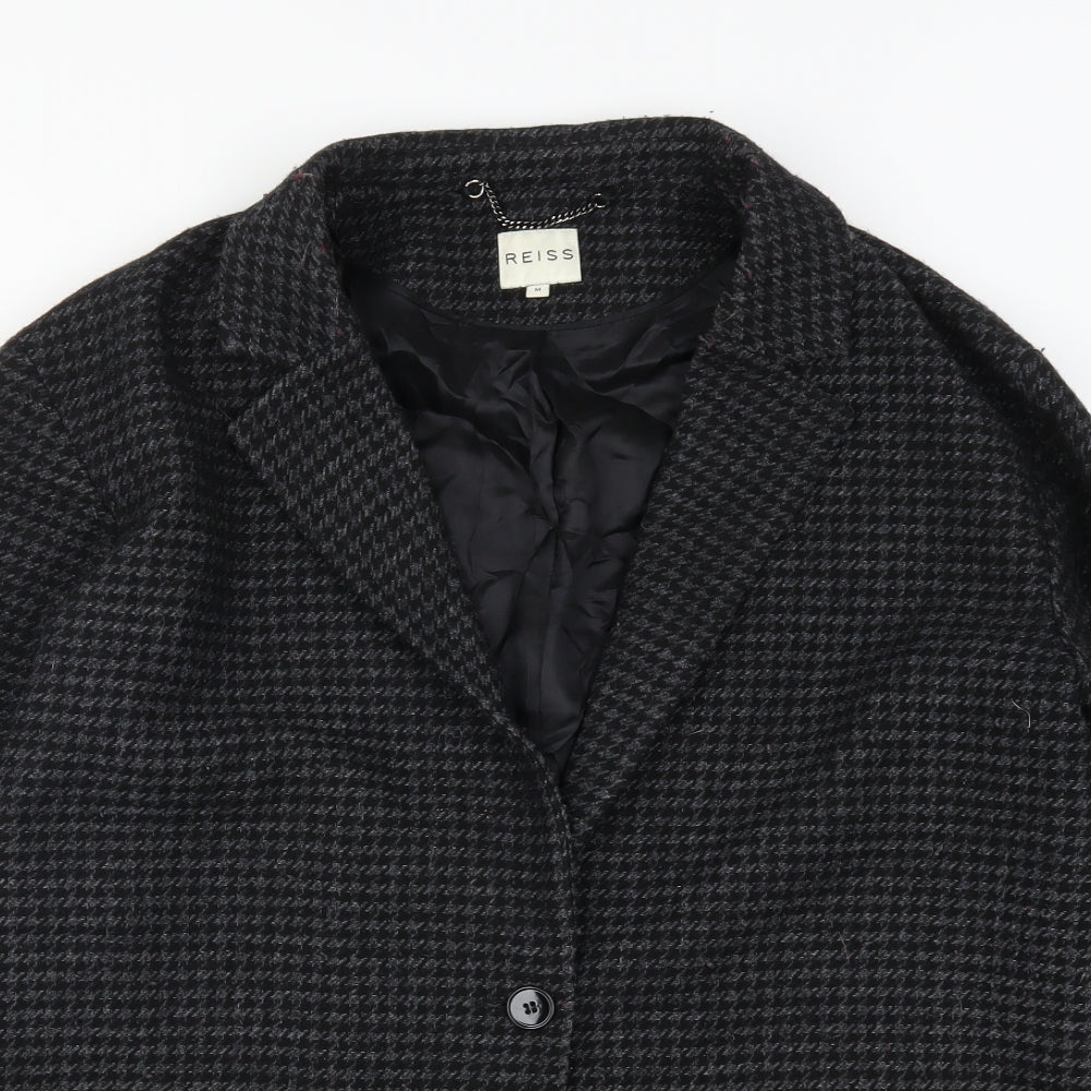 Reiss Womens Grey Houndstooth  Pea Coat Coat Size M