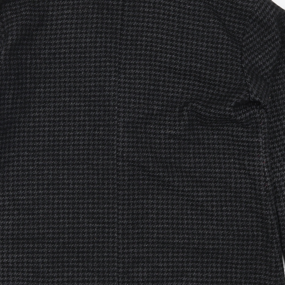 Reiss Womens Grey Houndstooth  Pea Coat Coat Size M