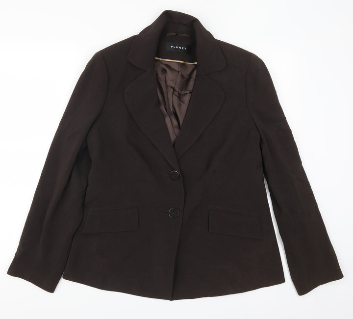Planet Womens Brown Jacket Suit Jacket Size 14
