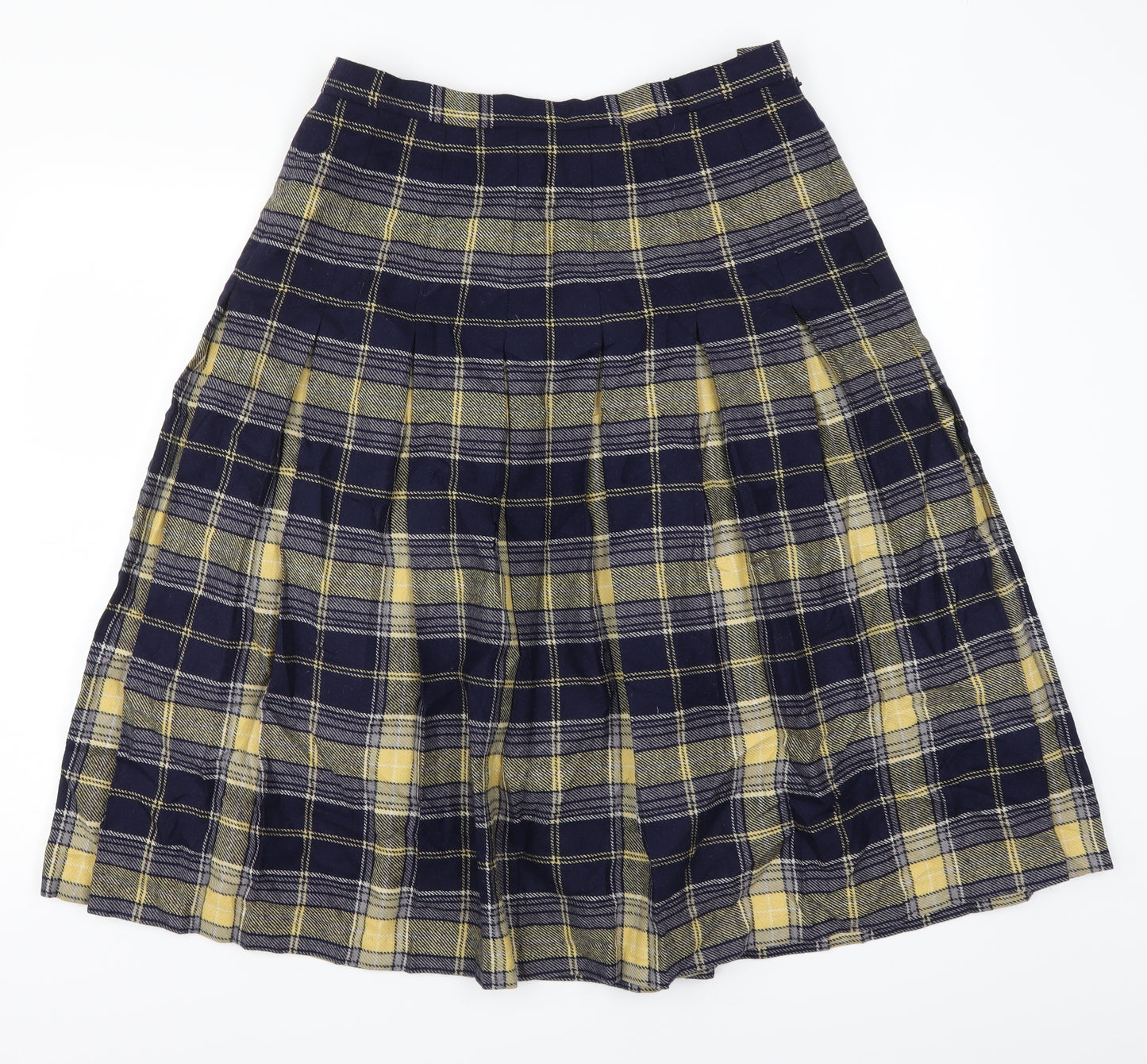Murray Broters Womens Blue Check  Pleated Skirt Size 18  - Yellow