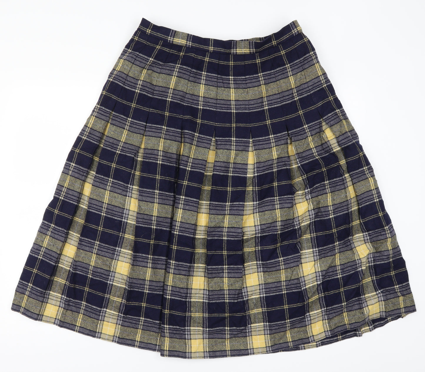 Murray Broters Womens Blue Check  Pleated Skirt Size 18  - Yellow