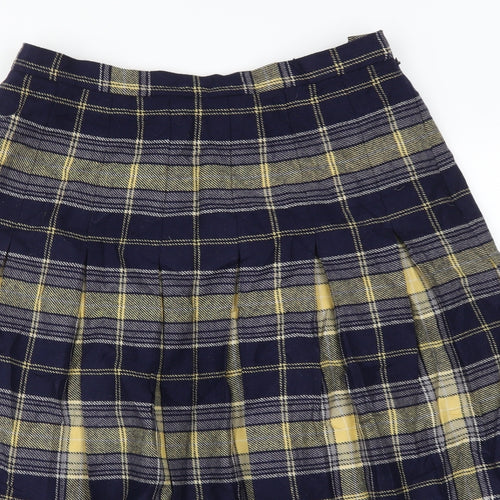 Murray Broters Womens Blue Check  Pleated Skirt Size 18  - Yellow