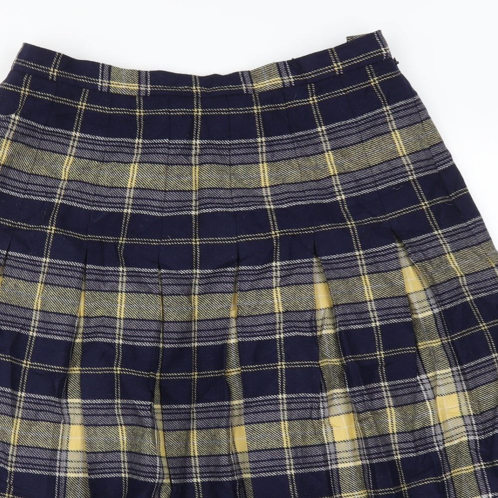 Murray Broters Womens Blue Check  Pleated Skirt Size 18  - Yellow