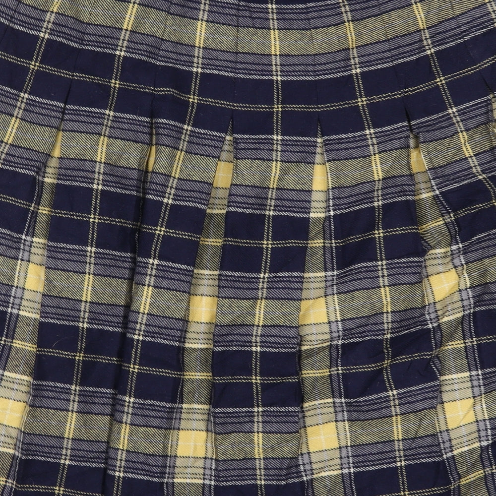 Murray Broters Womens Blue Check  Pleated Skirt Size 18  - Yellow