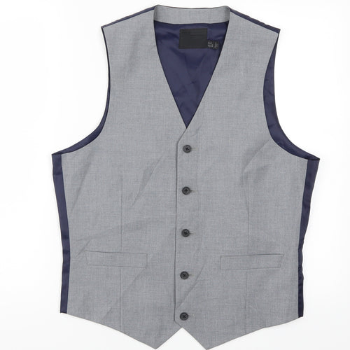ASOS Mens Grey   Jacket Waistcoat Size L  - Blue
