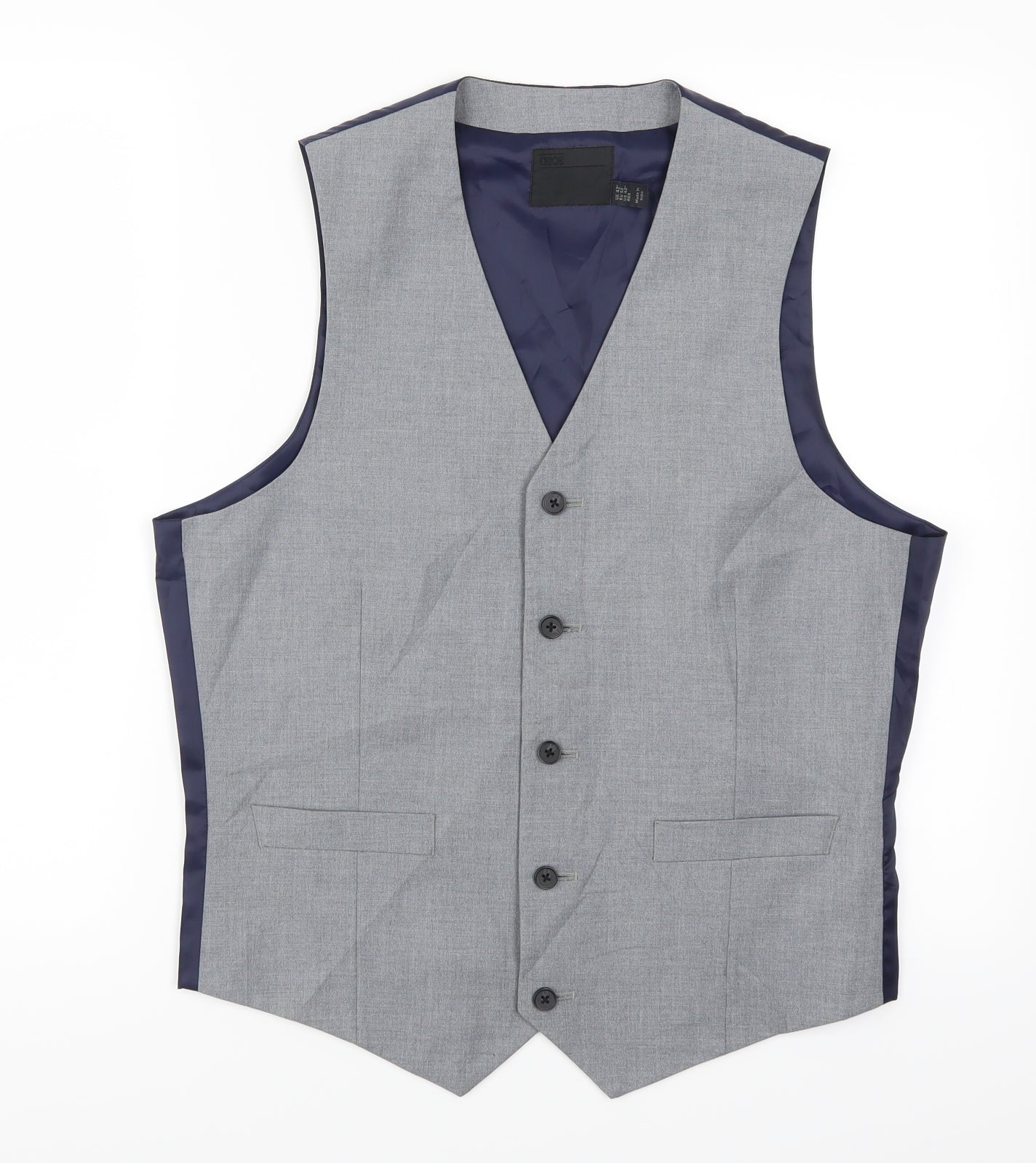ASOS Mens Grey   Jacket Waistcoat Size L  - Blue