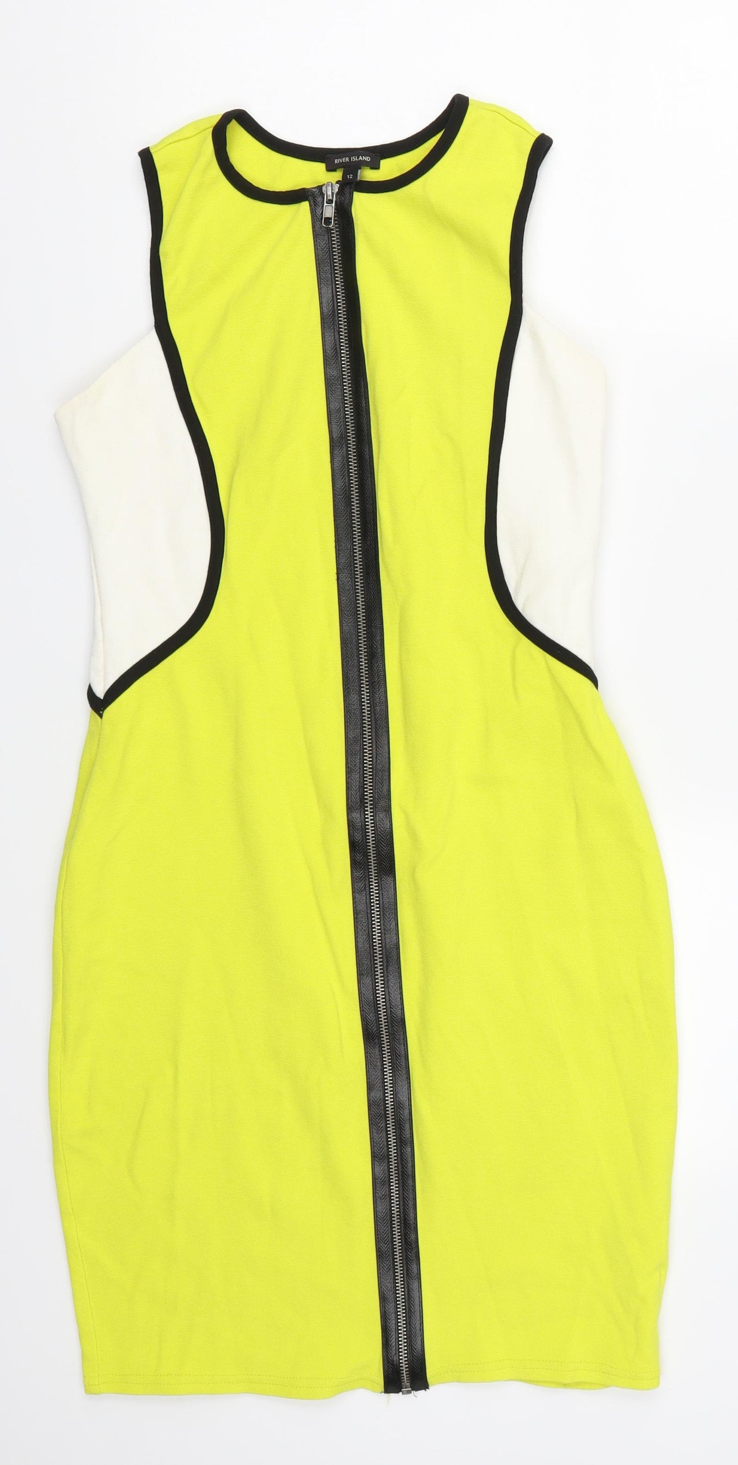 River Island Womens Yellow Colourblock  Bodycon  Size 12