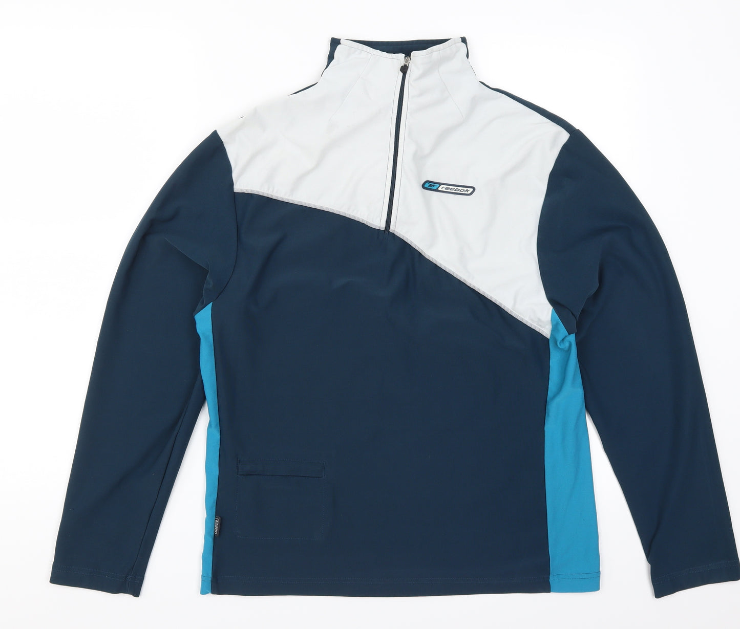 Reebok Mens Blue Colourblock  Pullover Polo Size L