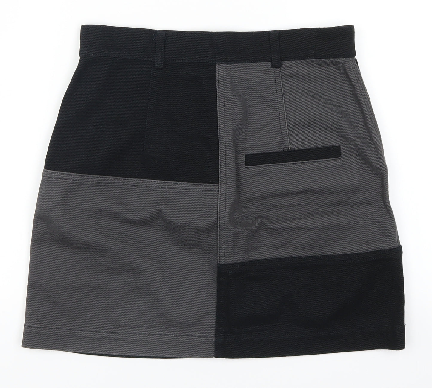 & Other Stories Womens Grey Geometric Denim A-Line Skirt Size 8  - Colour Block