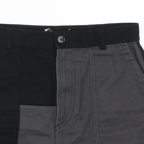 & Other Stories Womens Grey Geometric Denim A-Line Skirt Size 8  - Colour Block
