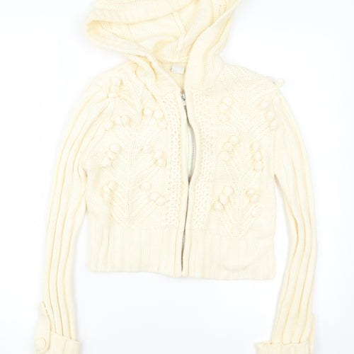 New Look Womens Beige   Full Zip Jumper Size 10  - Cream