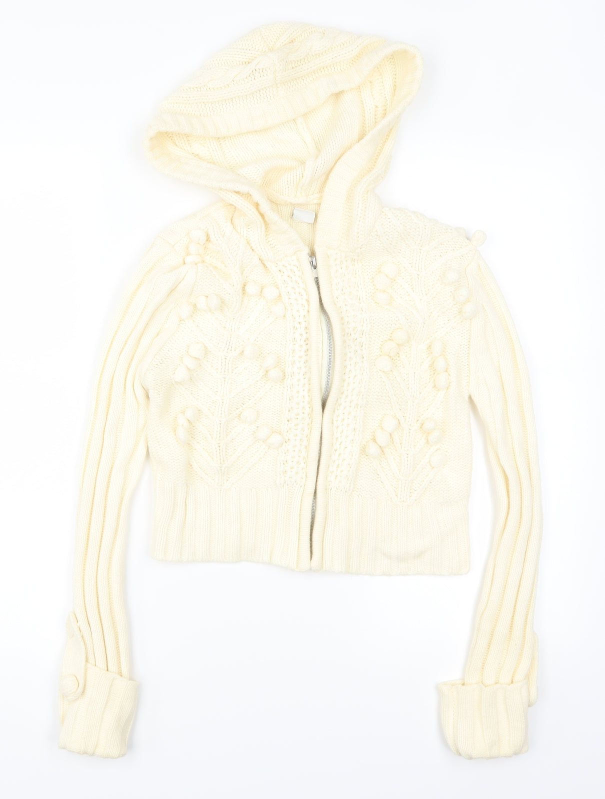 New Look Womens Beige   Full Zip Jumper Size 10  - Cream