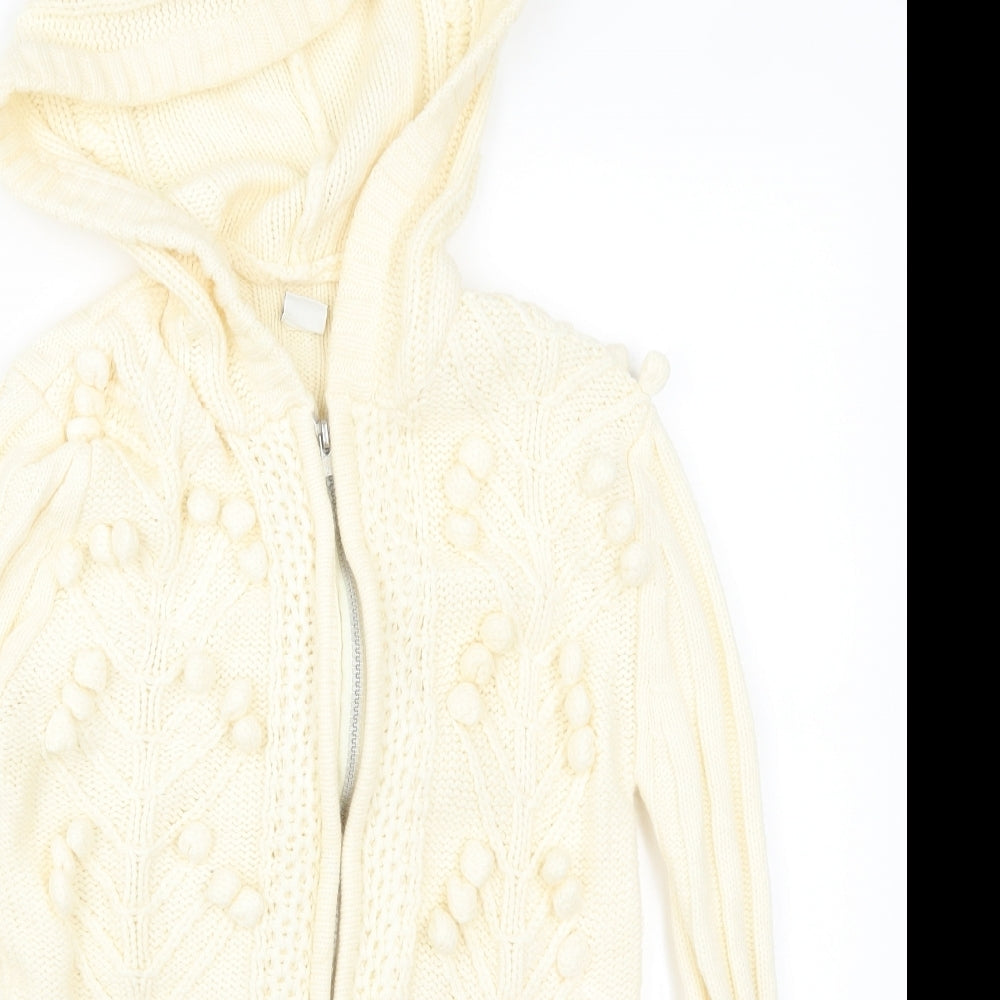 New Look Womens Beige   Full Zip Jumper Size 10  - Cream