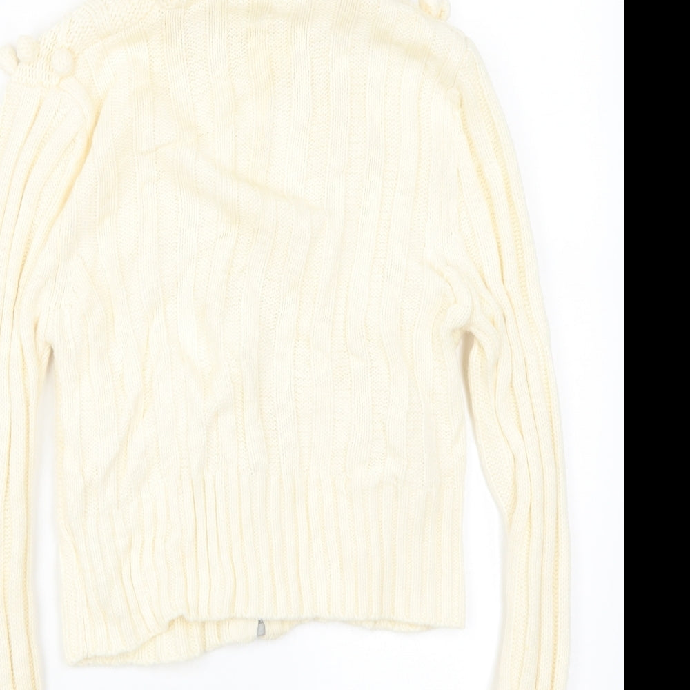 New Look Womens Beige   Full Zip Jumper Size 10  - Cream