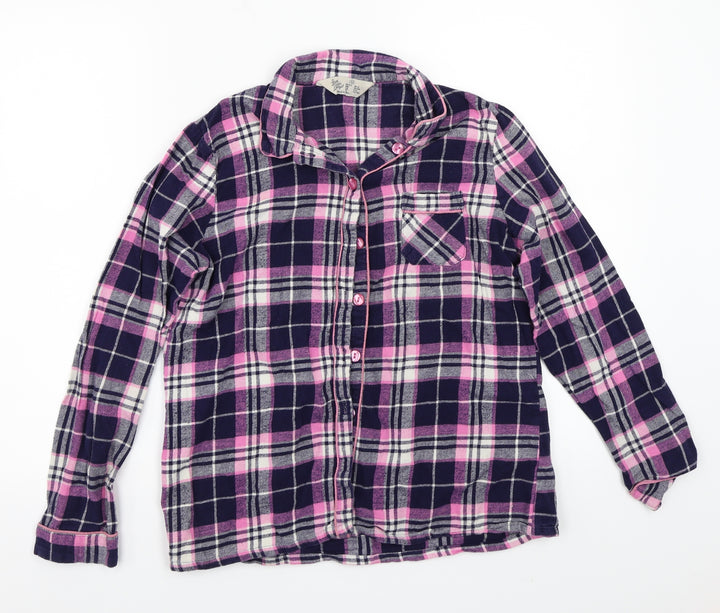 Love to lounge Womens Blue Check  Basic Button-Up Size M