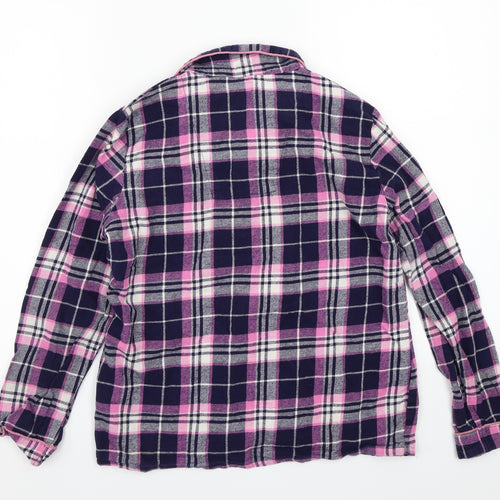 Love to lounge Womens Blue Check  Basic Button-Up Size M