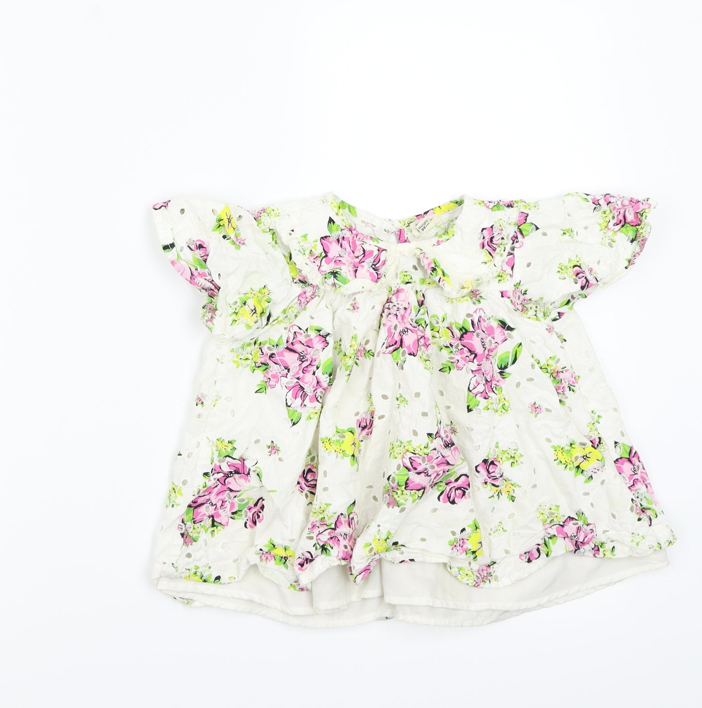 River Island Girls White Floral Canvas Basic T-Shirt Size 2-3 Years