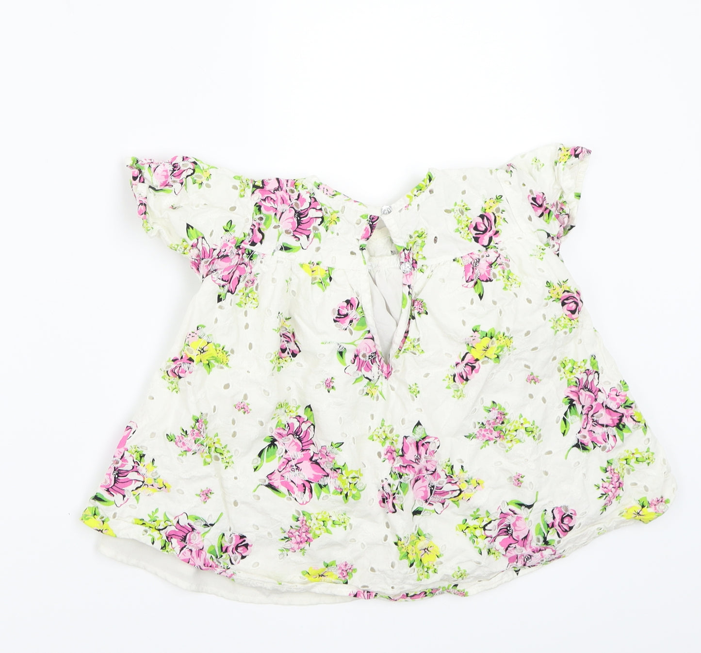 River Island Girls White Floral Canvas Basic T-Shirt Size 2-3 Years