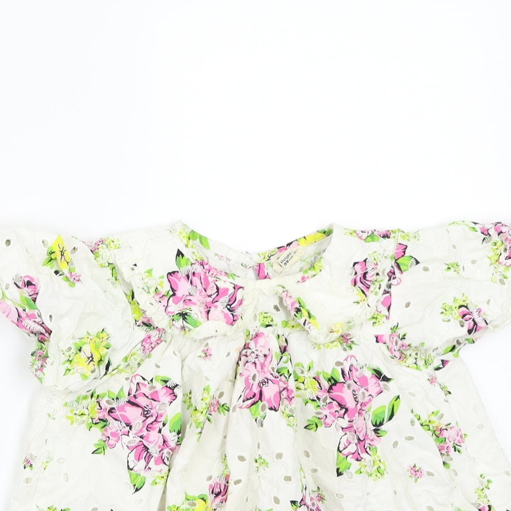 River Island Girls White Floral Canvas Basic T-Shirt Size 2-3 Years
