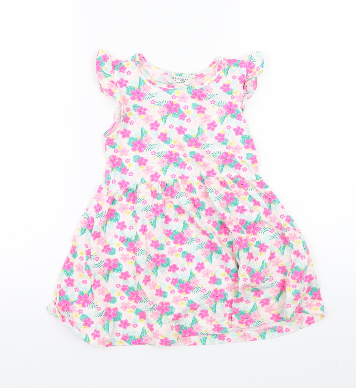 Primark Girls White Floral  A-Line  Size 5-6 Years