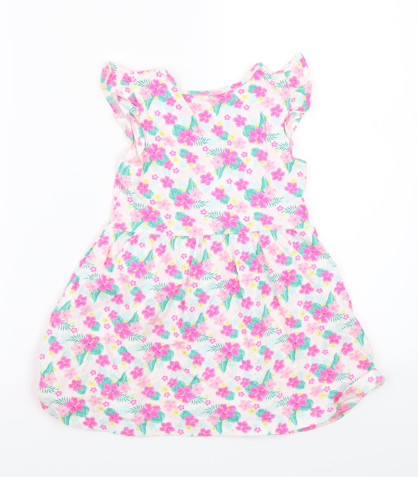 Primark Girls White Floral  A-Line  Size 5-6 Years