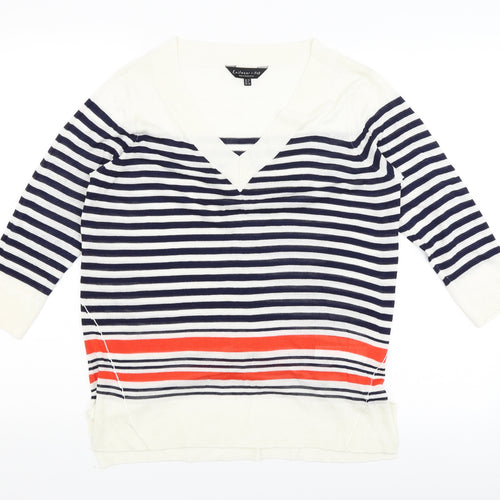 F&F Womens White Striped  Pullover Jumper Size 10