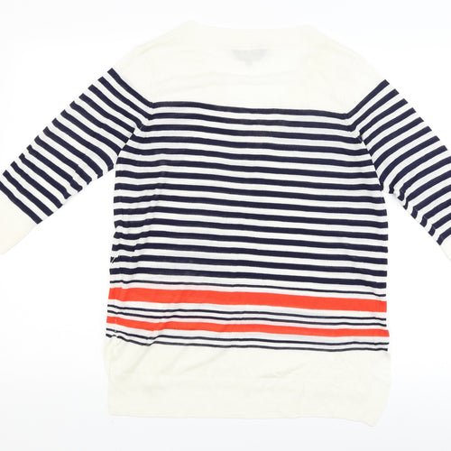 F&F Womens White Striped  Pullover Jumper Size 10
