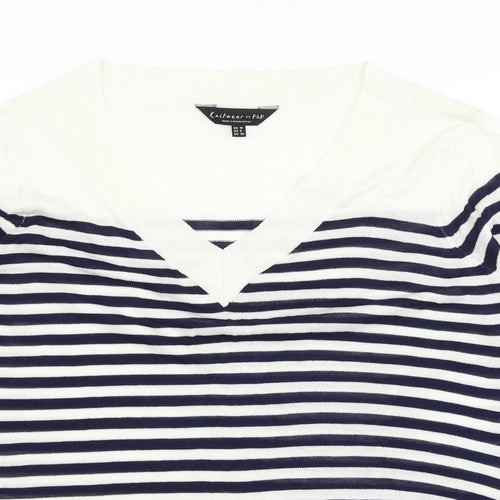 F&F Womens White Striped  Pullover Jumper Size 10