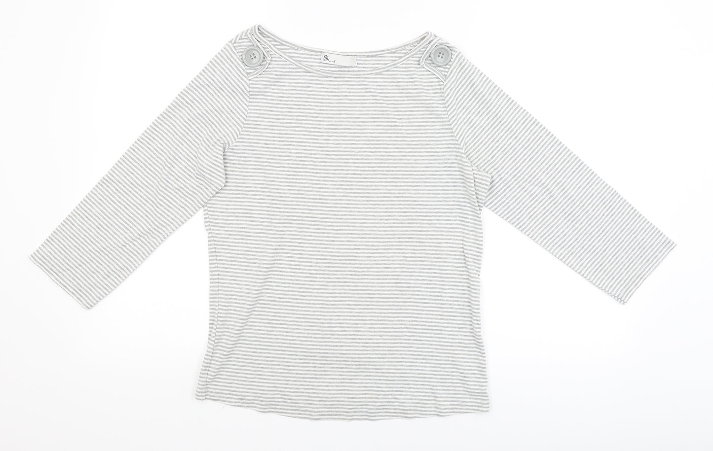 BHS Womens Grey Striped  Basic T-Shirt Size 14