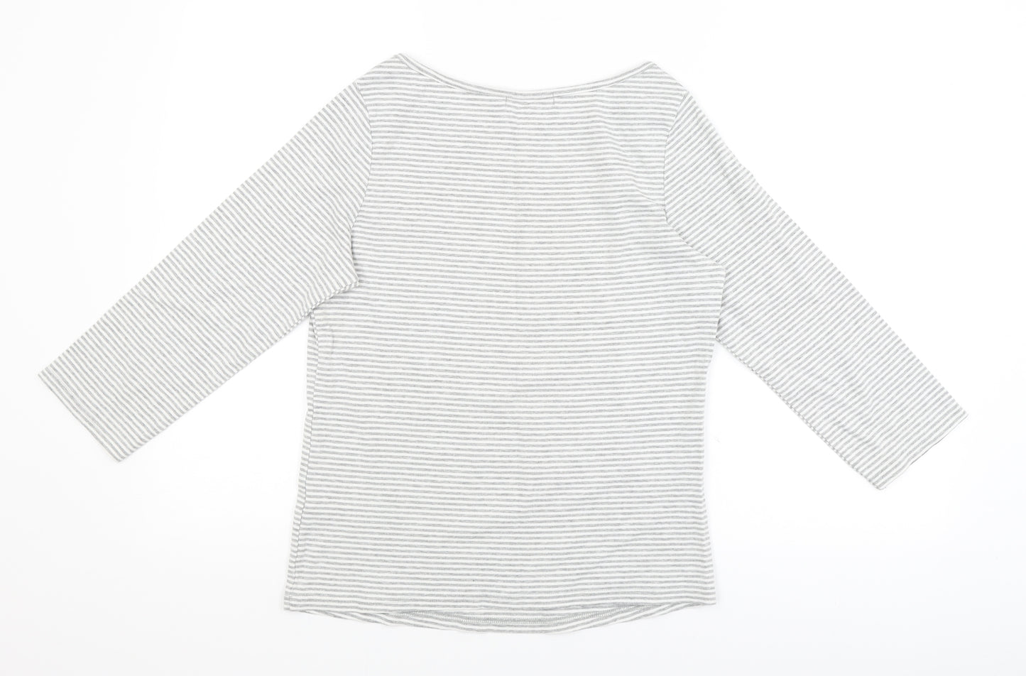 BHS Womens Grey Striped  Basic T-Shirt Size 14