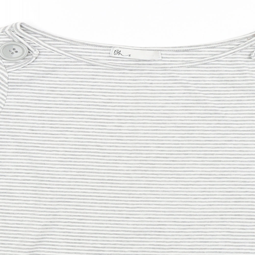 BHS Womens Grey Striped  Basic T-Shirt Size 14
