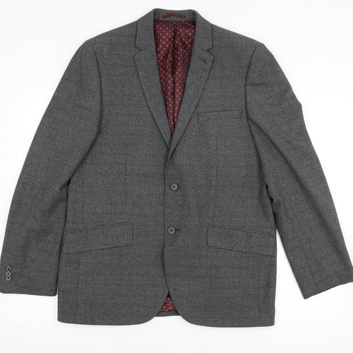 T&W Mens Grey Check  Jacket Suit Jacket Size 42