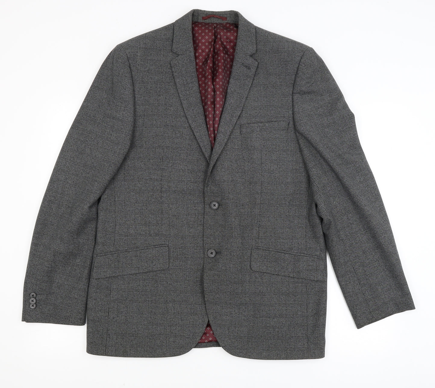 T&W Mens Grey Check  Jacket Suit Jacket Size 42