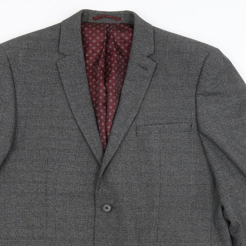T&W Mens Grey Check  Jacket Suit Jacket Size 42
