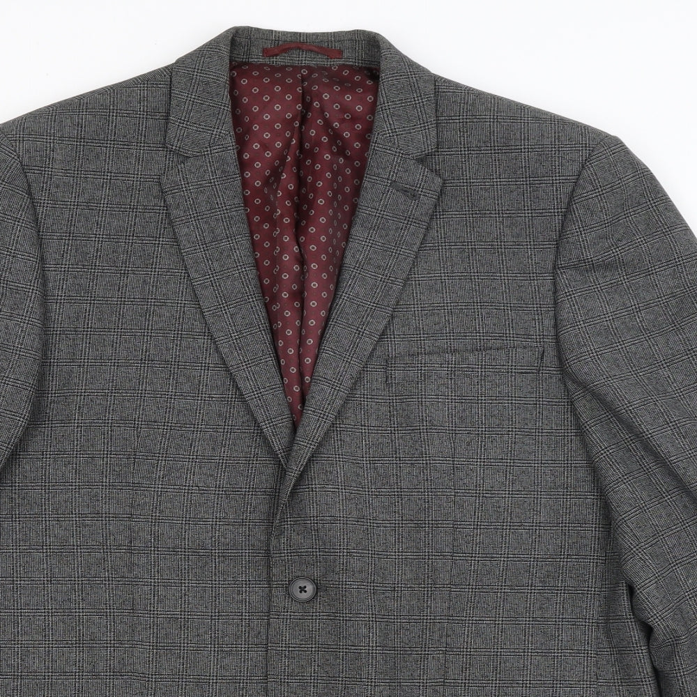 T&W Mens Grey Check  Jacket Suit Jacket Size 42