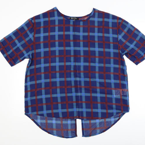 Heart and Soul Womens Blue Check  Basic Blouse Size 16