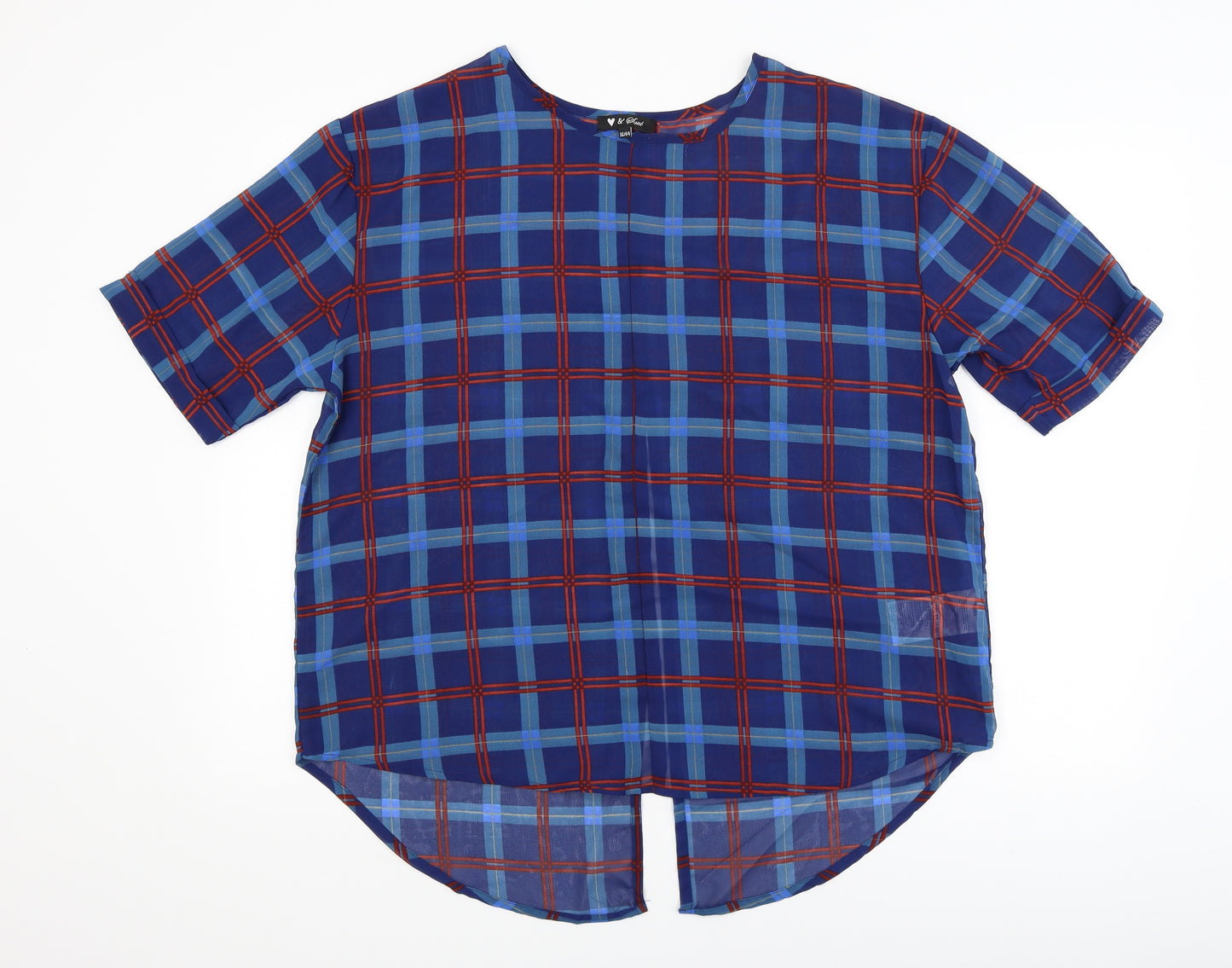 Heart and Soul Womens Blue Check  Basic Blouse Size 16