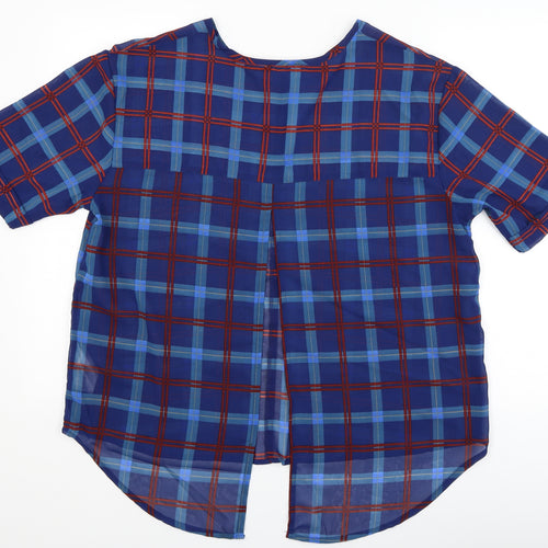 Heart and Soul Womens Blue Check  Basic Blouse Size 16