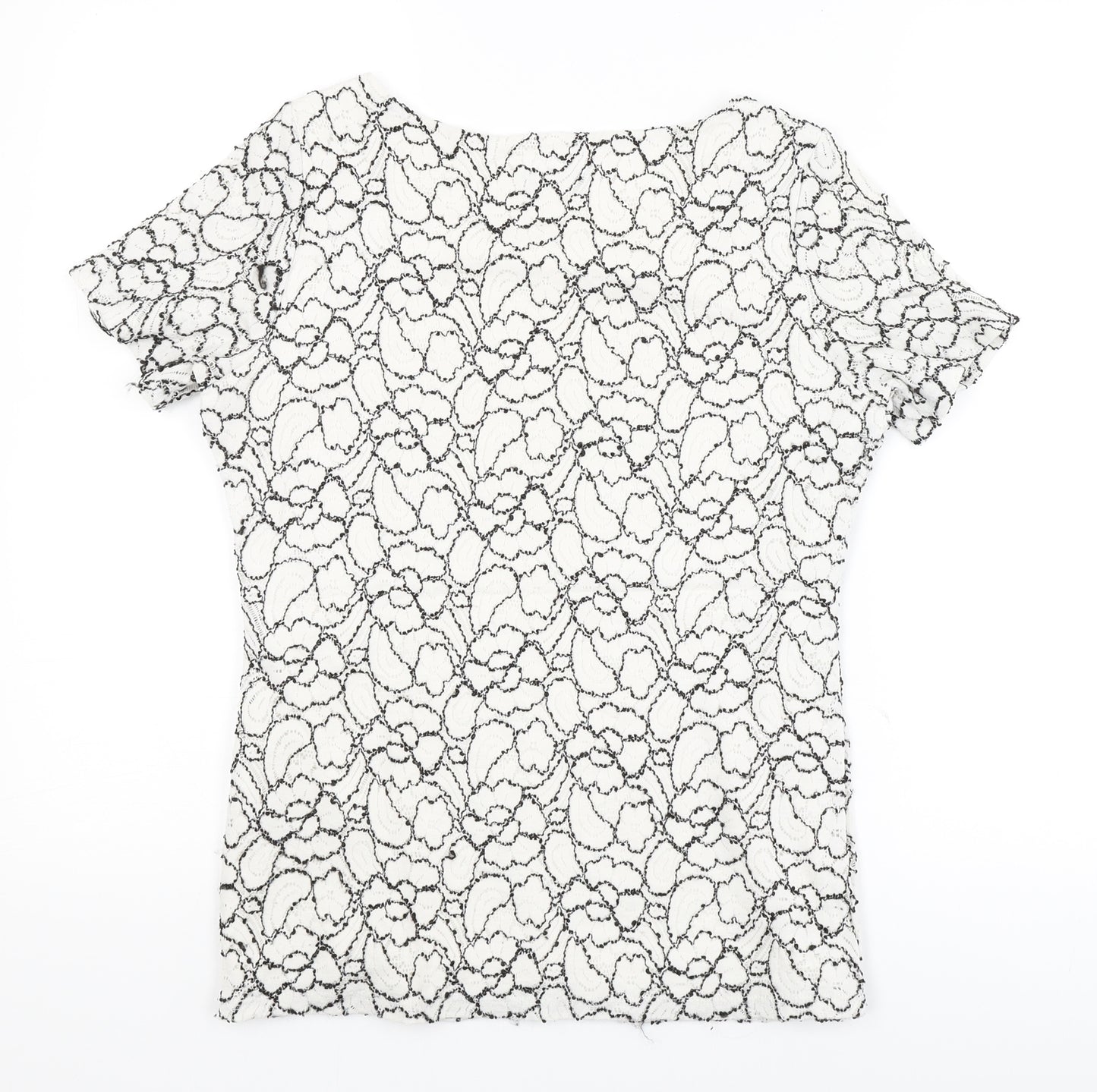 Profile Womens White Floral  Basic T-Shirt Size 10