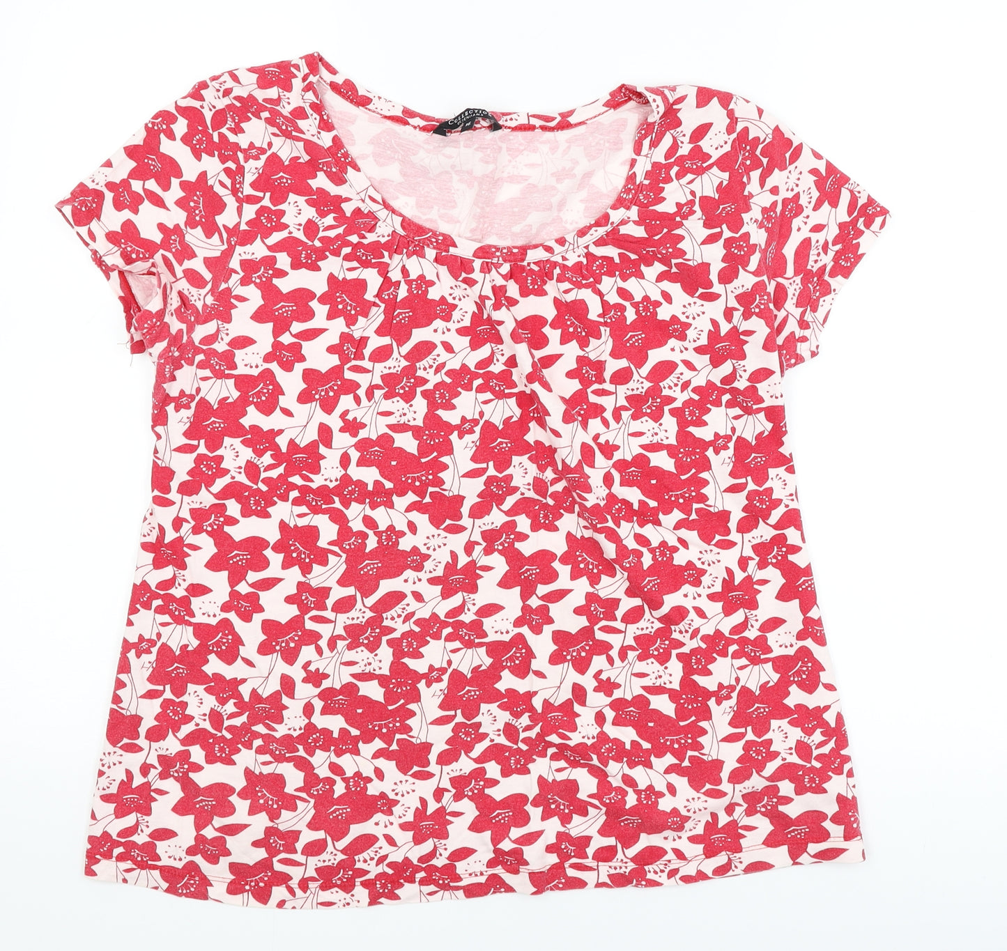 Collection Womens Red Floral  Basic T-Shirt Size 16