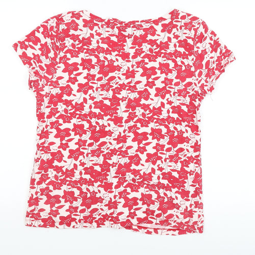 Collection Womens Red Floral  Basic T-Shirt Size 16