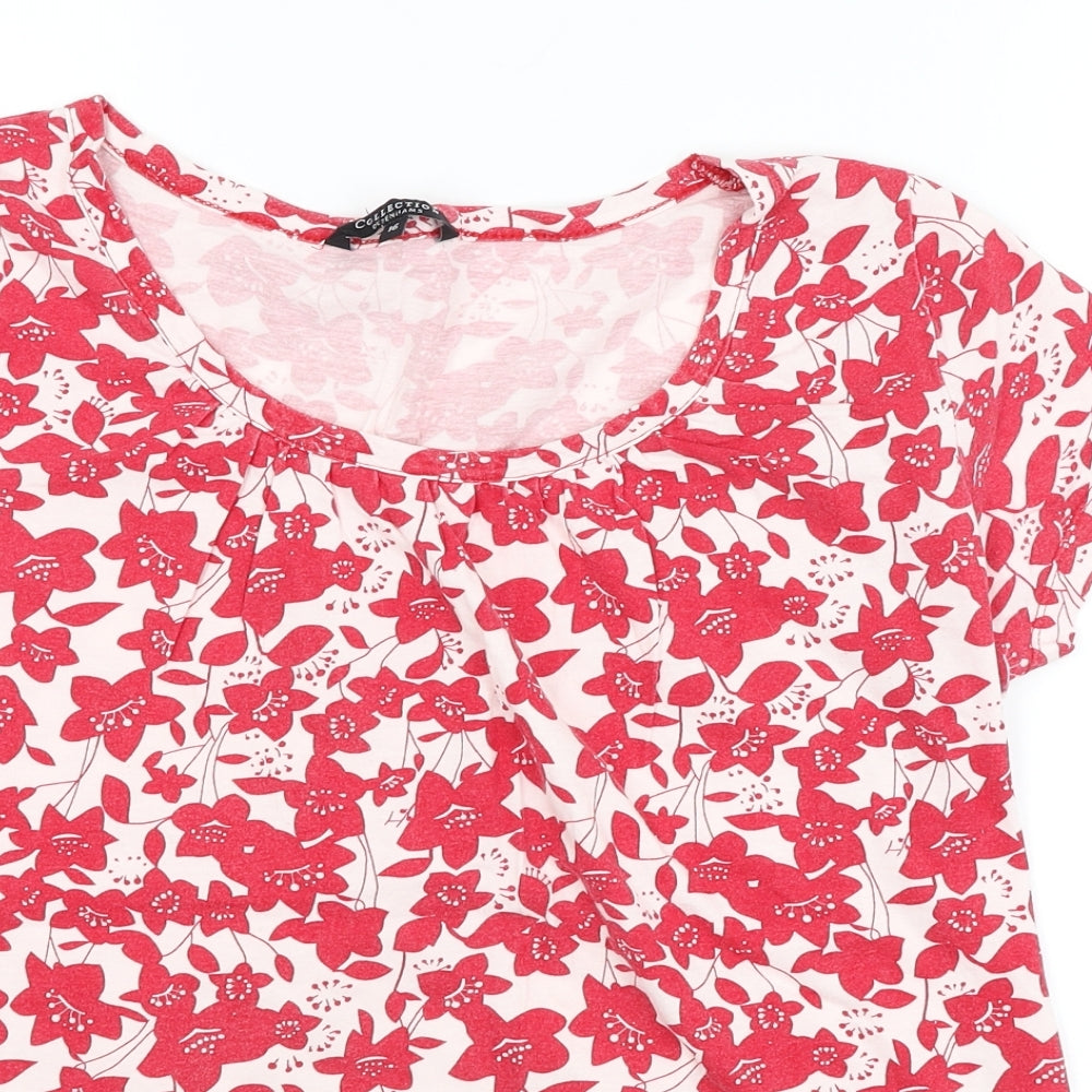 Collection Womens Red Floral  Basic T-Shirt Size 16