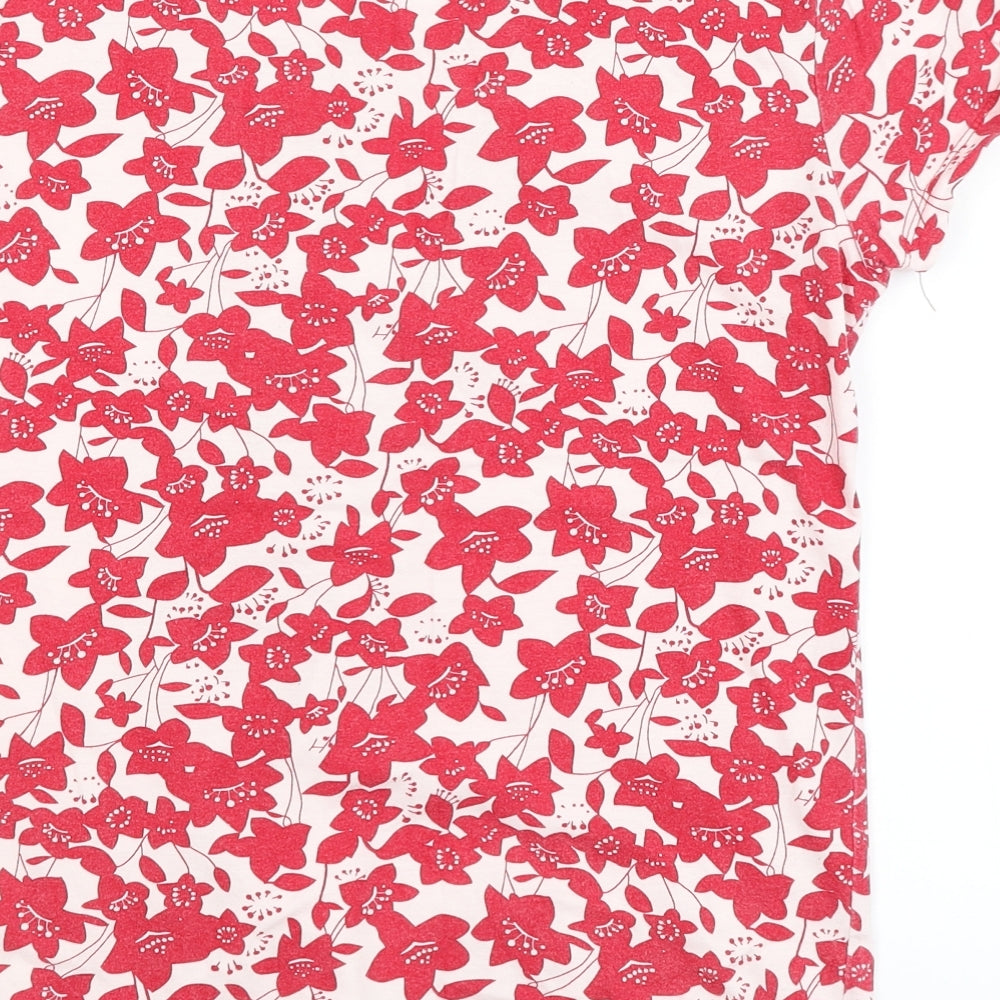Collection Womens Red Floral  Basic T-Shirt Size 16