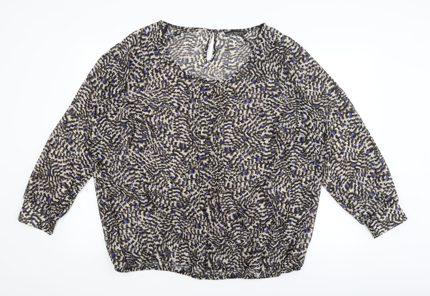 David Emanuel Womens Black Animal Print  Basic Blouse Size 24