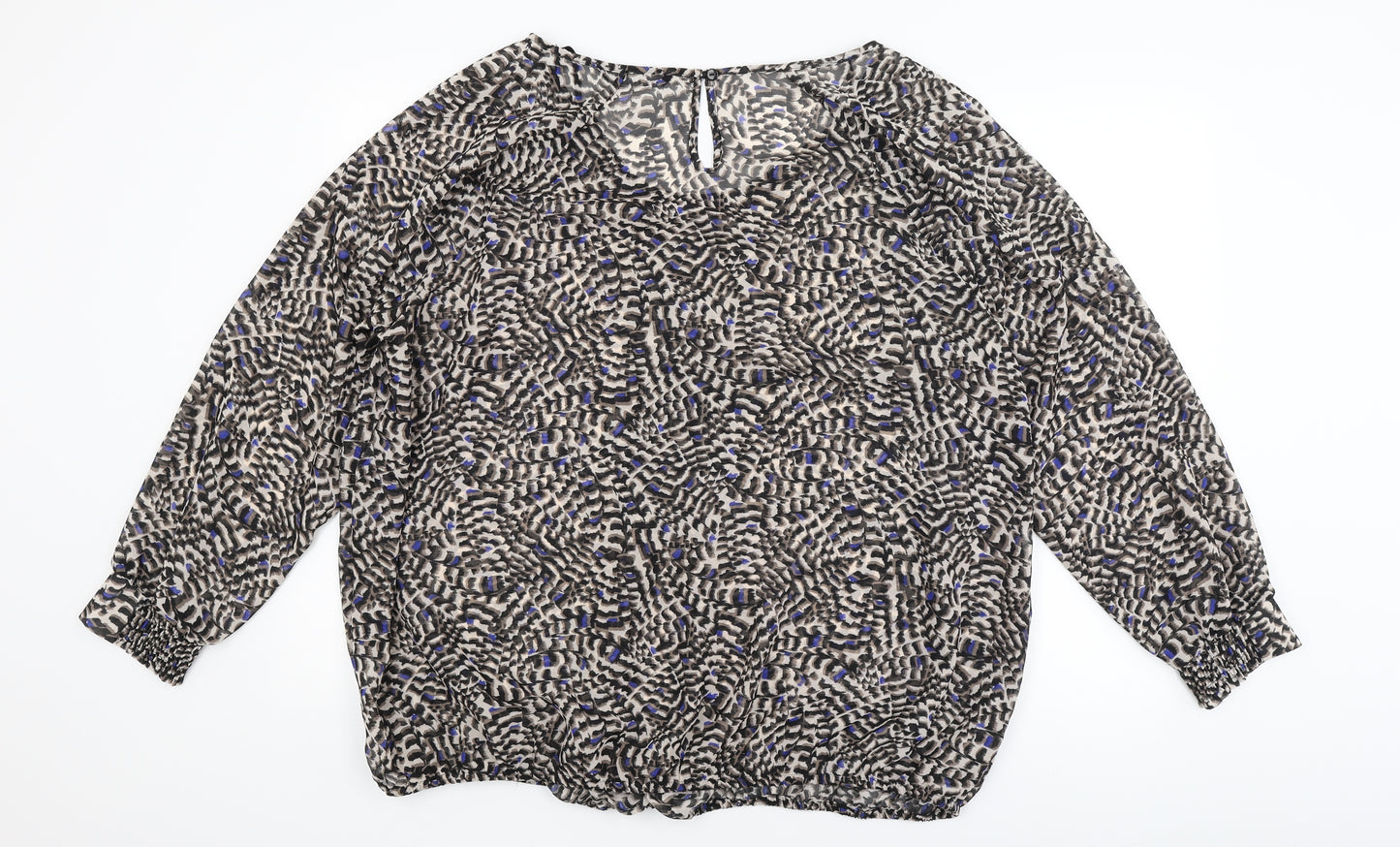 David Emanuel Womens Black Animal Print  Basic Blouse Size 24