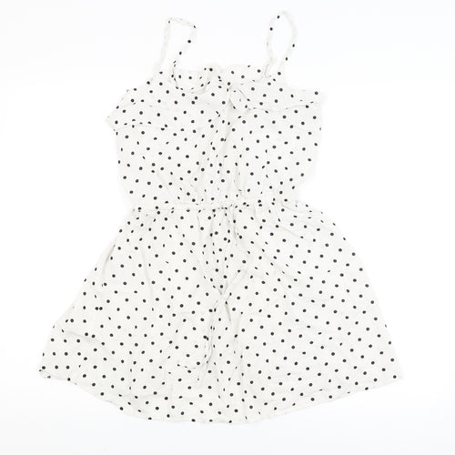 H&M Womens White Polka Dot  Fit & Flare  Size 8